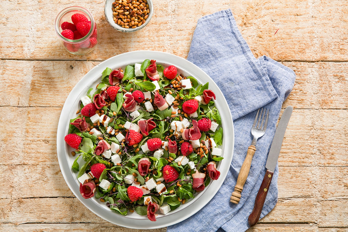 Frambozen - Salade eendenborst met frambozen