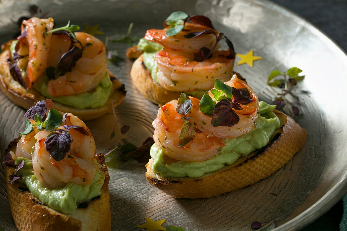 Kerst - Crostini met avocado en garnalen NEW