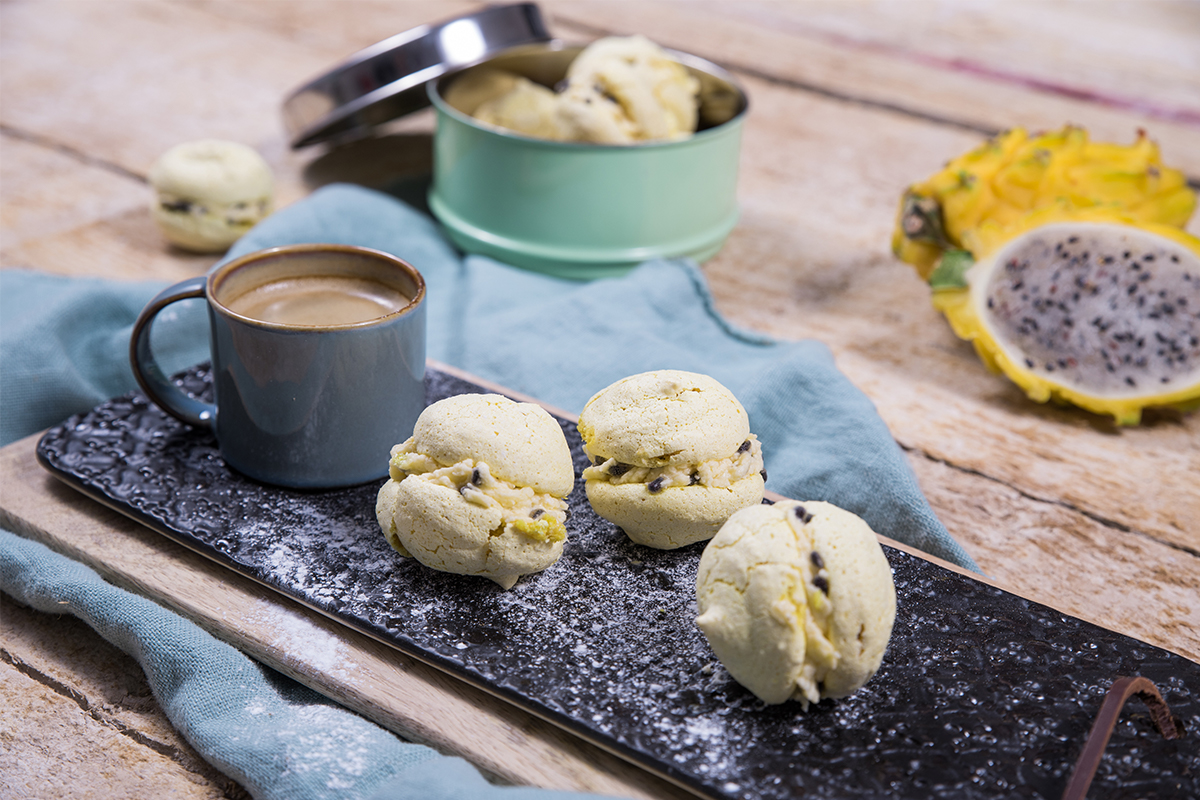 Gele pitahaya - Geel drakenfruit macarons