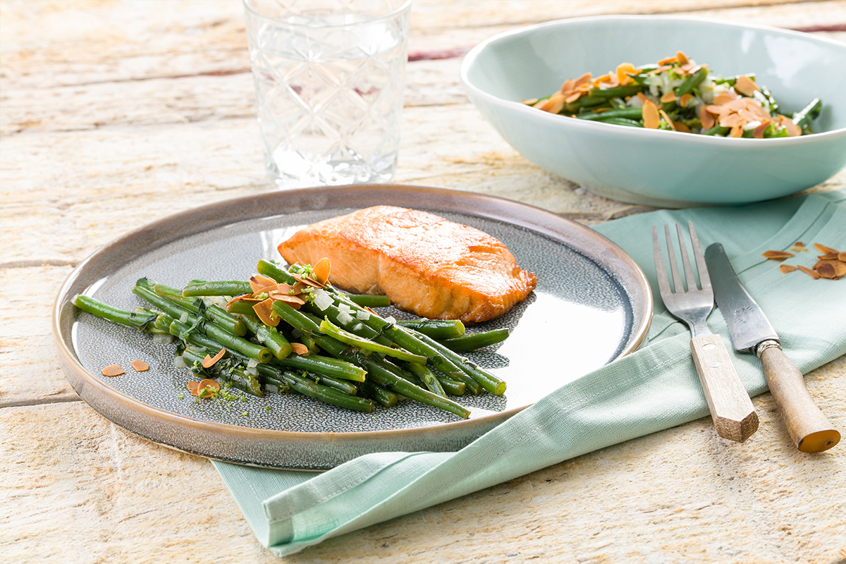 Haricots verts - Zalm met haricots verts, limoen en amandel